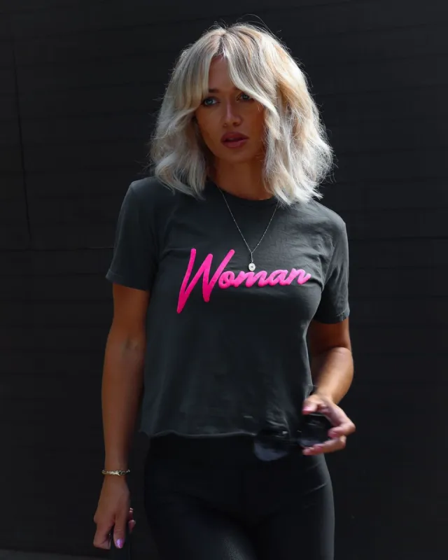 Woman Neon Vintage Graphic Tee - Charcoal sold by Vici