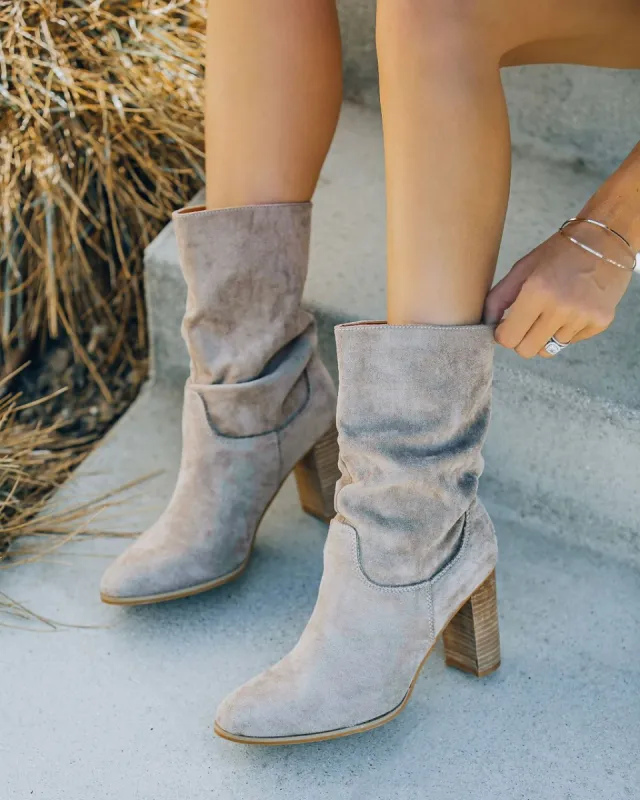 Sara Faux Suede Heeled Slouch Boot - FINAL SALE sold by Vici