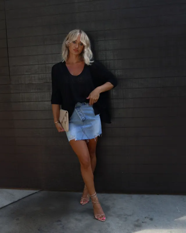 Core Aesthetic Oversized Scoop Neck Sweater - Black sold by Vici