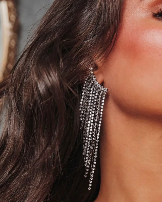 Amber Bling Fringe Earrings - Gunmetal - FINAL SALE made by Vici