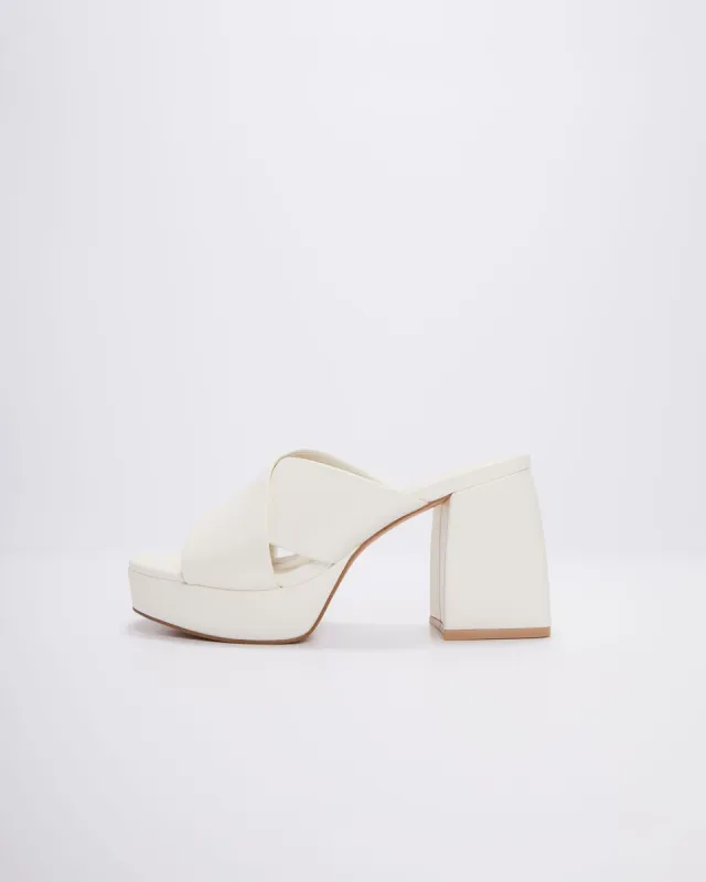Carmen Platform Heeled Mule - White - FINAL SALE sold by Vici