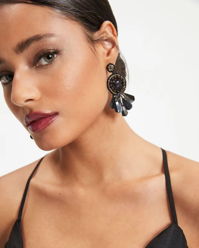 Natalia Beaded Drop Earrings - Black - FINAL SALE sold by Vici
