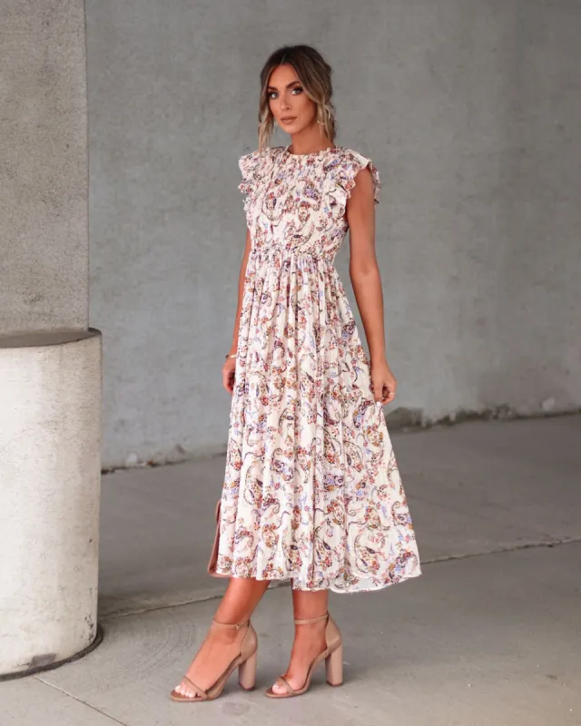 Find My Way Floral Smocked Midi Dress made by Vici