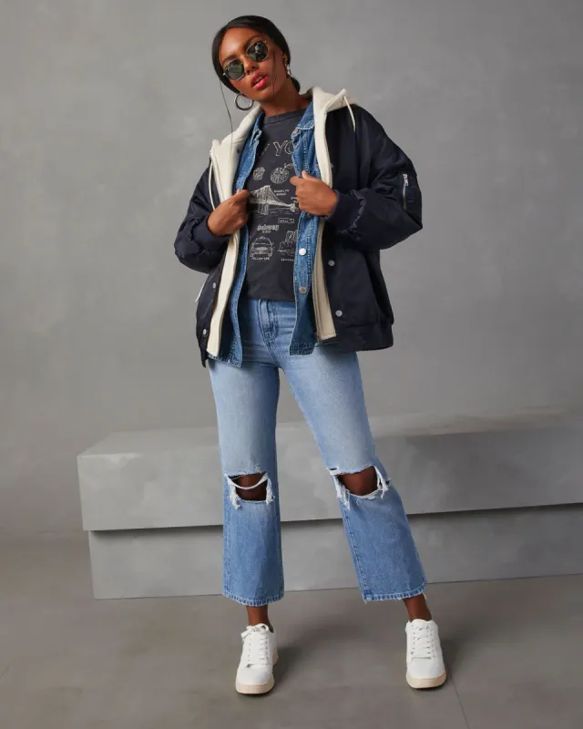 V2687 High Rise Distressed Flare Jeans sold by Vici