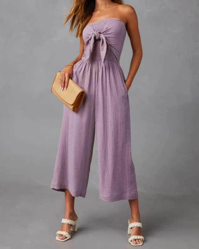 Zaia Front Tie Strapless Jumpsuit - Lilac - FINAL SALE sold by Vici