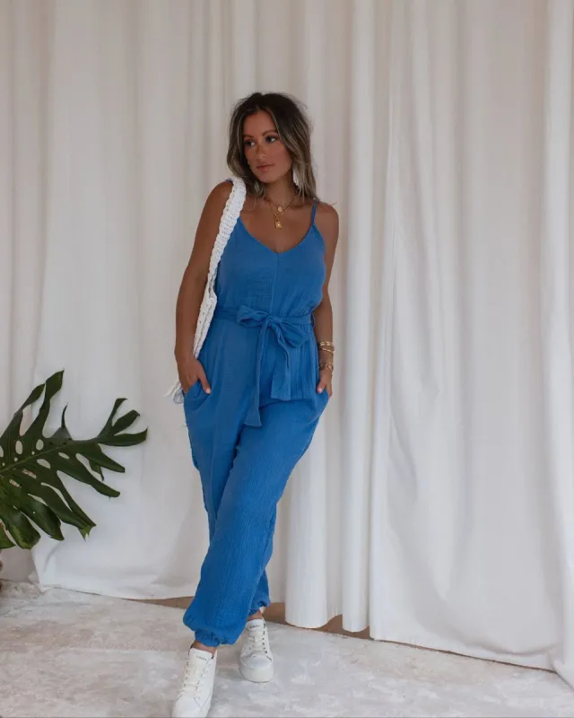 Maureen Cotton Pocketed Waist Jumpsuit sold by Vici