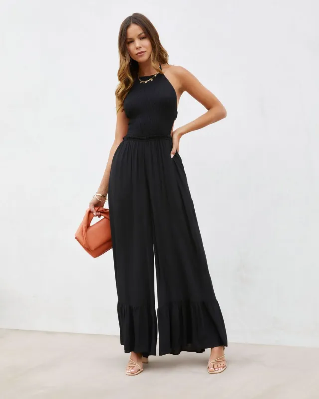 Bohdi Smocked Halter Pocketed Jumpsuit - Black - FINAL SALE sold by Vici