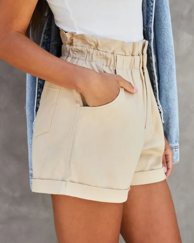 Bernice Cotton Pocketed Paper Bag Shorts - Tan - FINAL SALE sold by Vici