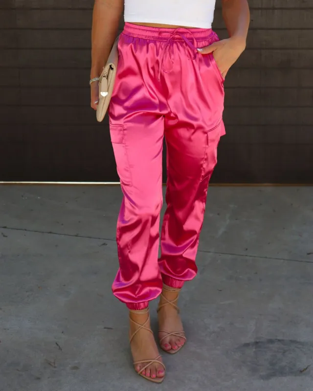 Athena Satin Cargo Pants - Pink - FINAL SALE sold by Vici