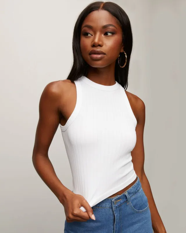 Joaquin Ribbed Crop Tank - White - FINAL SALE sold by Vici