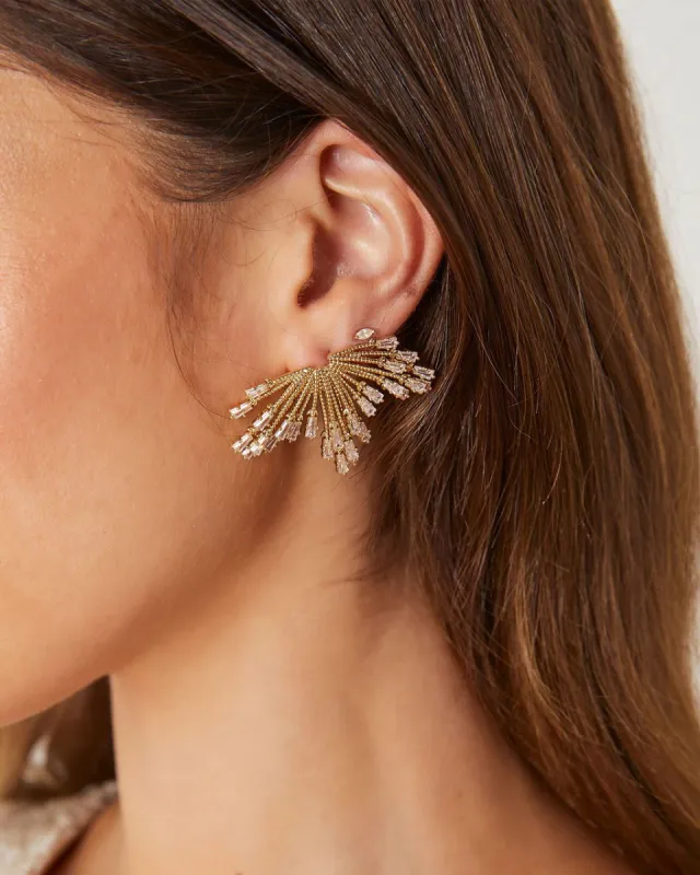 Holiday Season Half Snowflake Stud Earrings sold by Vici