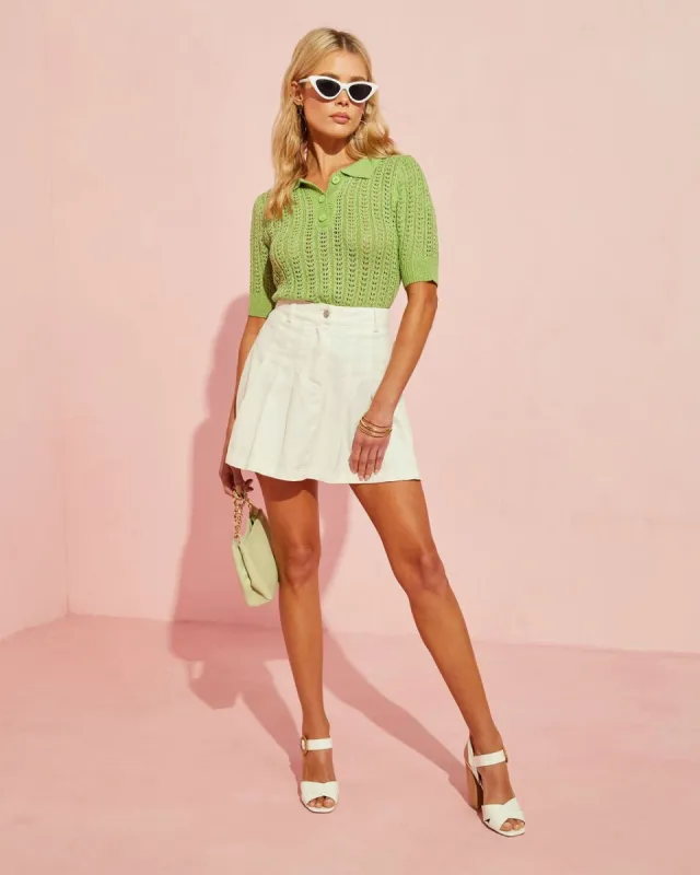 Roswell Collared Knit Top sold by Vici