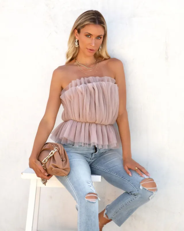 Glam Me Up Strapless Plisse Tulle Top sold by Vici