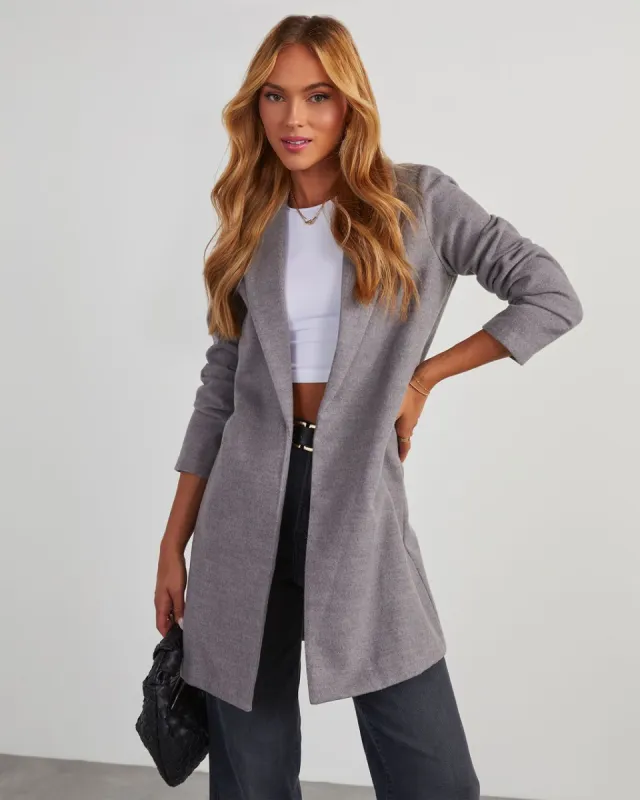 Olivia Tailored Pocketed Coat - Heather Grey sold by Vici