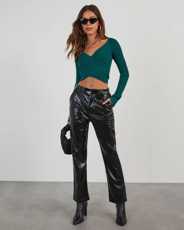 Down To Business Coated Faux Leather Pants sold by Vici