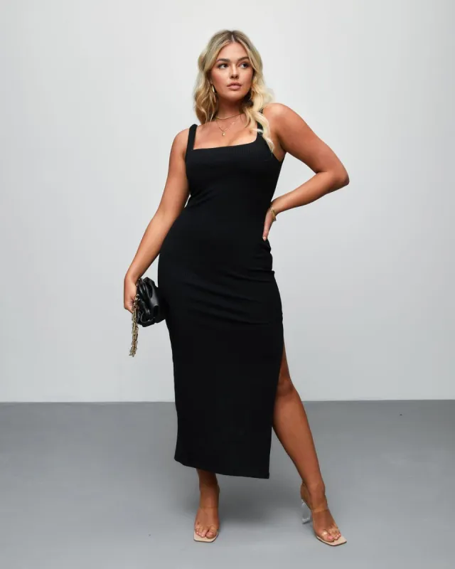 Finn Ribbed Slit Midi Dress sold by Vici