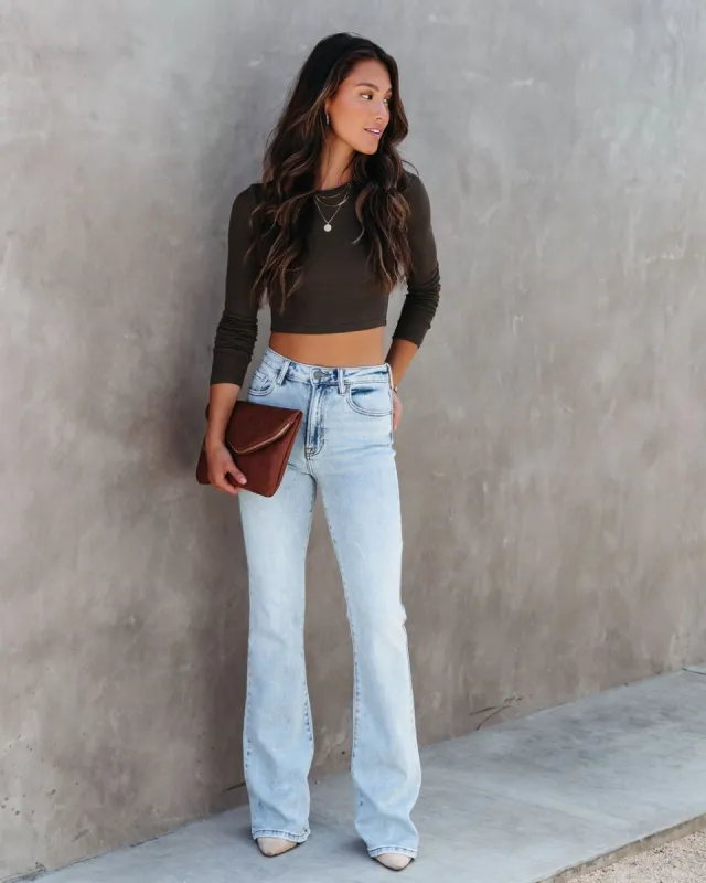 Harley Ribbed Long Sleeve Crop Top sold by Vici