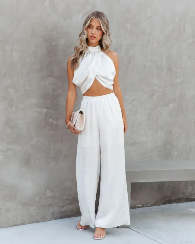 Elegant And Graceful Satin High Waisted Wide Leg Pants sold by Vici