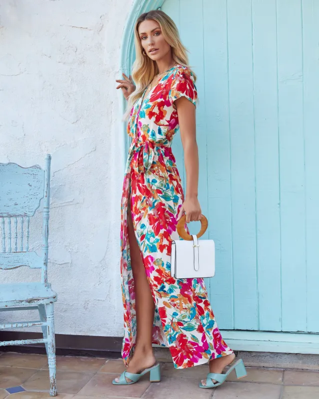 What In Carnation Bardot Wrap Maxi Dress sold by Vici