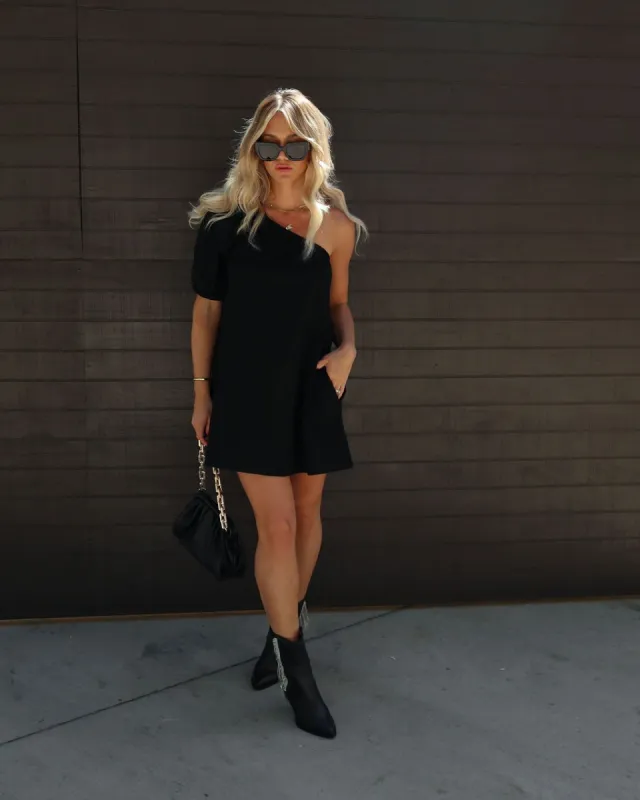 Louis Cotton Pocketed One Shoulder Mini Dress sold by Vici