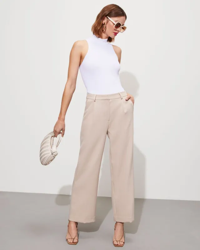 Tavian Pleated Wide Leg Trousers - Stone - FINAL SALE sold by Vici