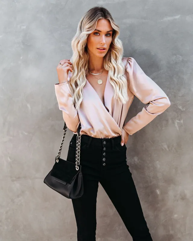 Ivette Satin Drape Bodysuit sold by Vici