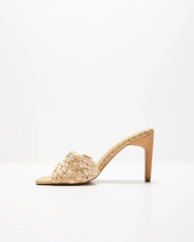 Kori Woven Peep Toe Heeled Sandals - Nude - FINAL SALE sold by Vici
