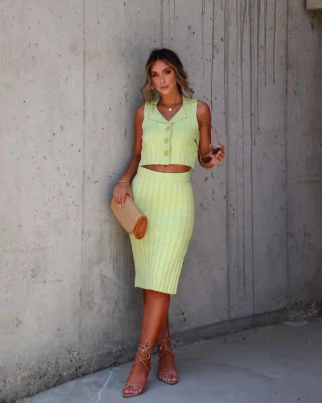 Vertie Sweater Knit Midi Skirt - Lime - FINAL SALE sold by Vici