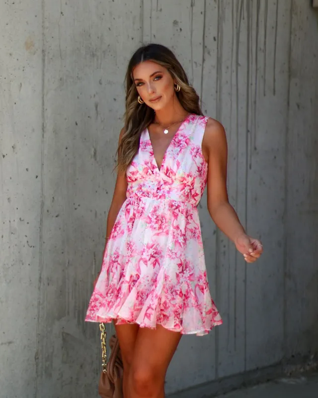 Solay Sleeveless Floral Mini Dress - White/Pink - FINAL SALE sold by Vici