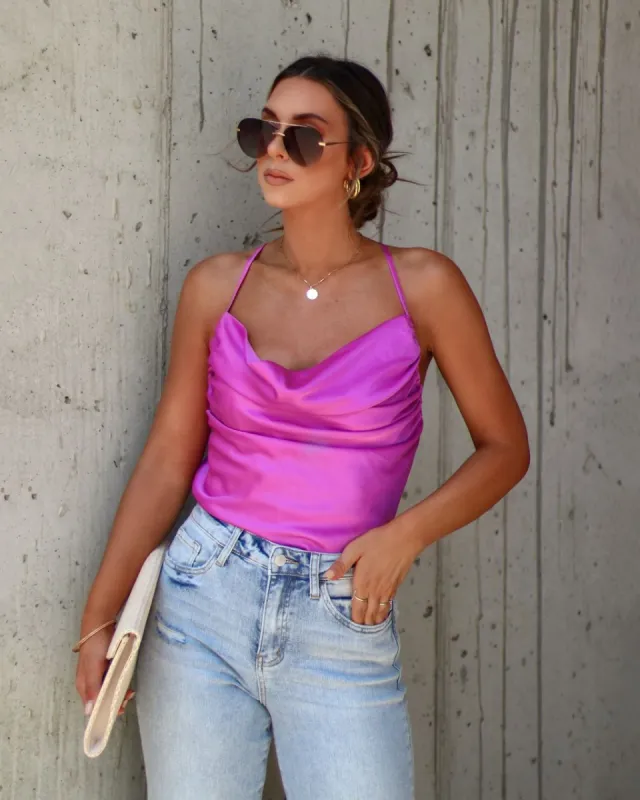 Mallina Satin Cowl Neck Top - Orchid - FINAL SALE sold by Vici