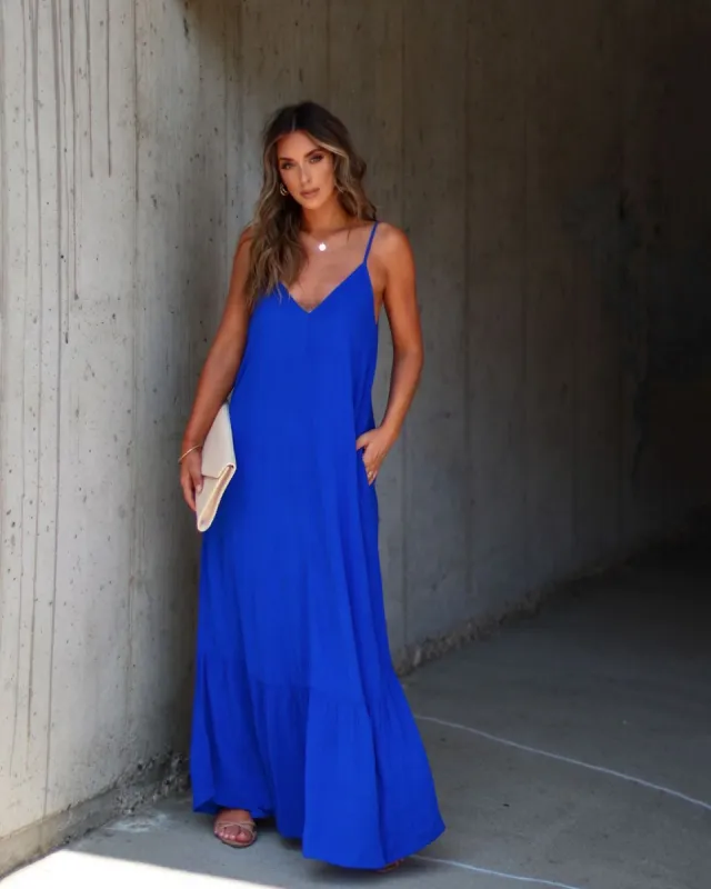 Kimonie Pocketed Maxi Dress - Blue - SALE sold by Vici