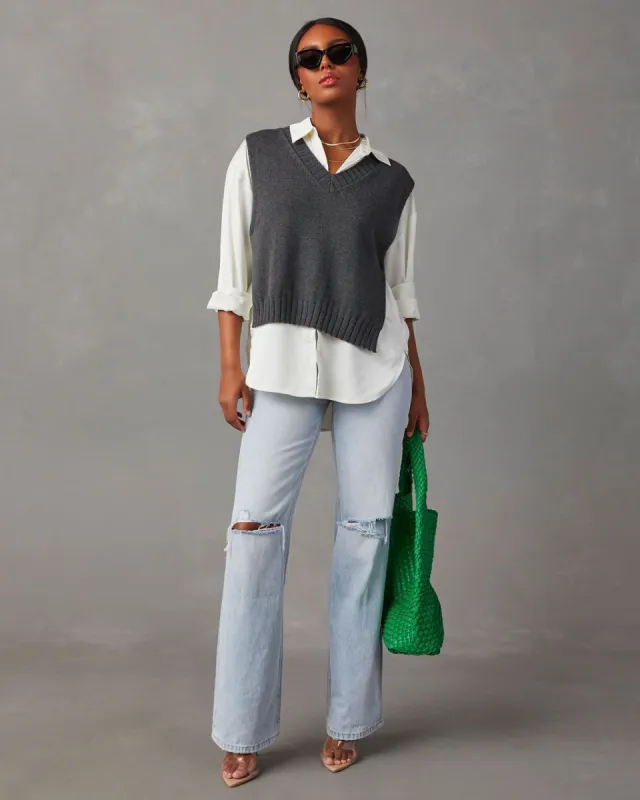 Chic On The Go Knit Sweater Vest - Charcoal - SALE made by Vici