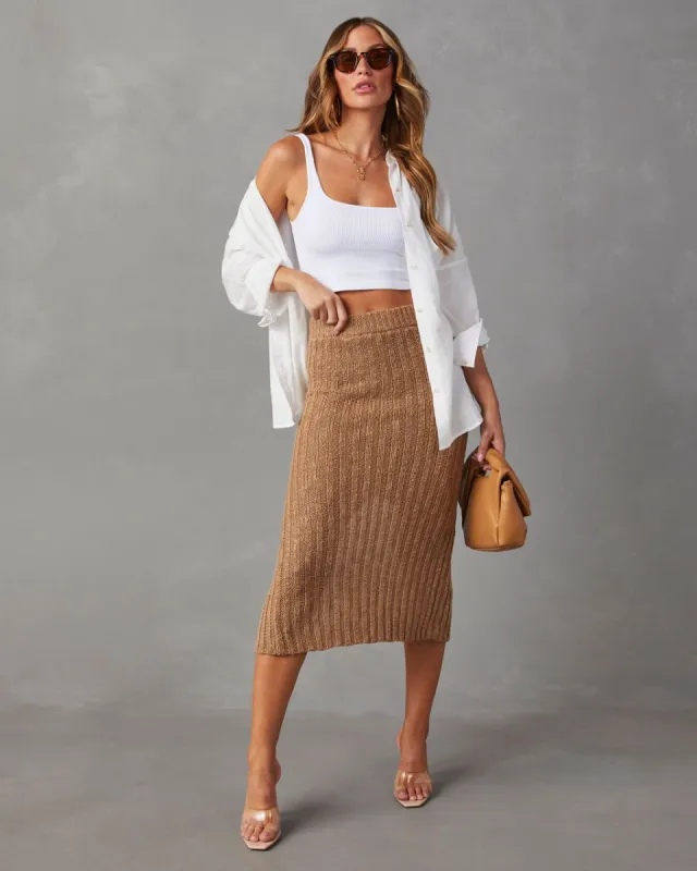 Still Got It Sweater Knit Midi Skirt - Dark Mocha sold by Vici