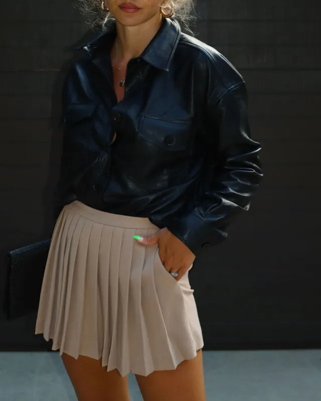Pleated To Meet You Mini Skirt - Latte - SALE sold by Vici