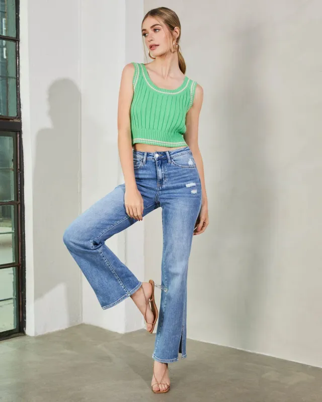 Tinashe Sweater Knit Crop Tank - Green/Pink - FINAL SALE made by Vici