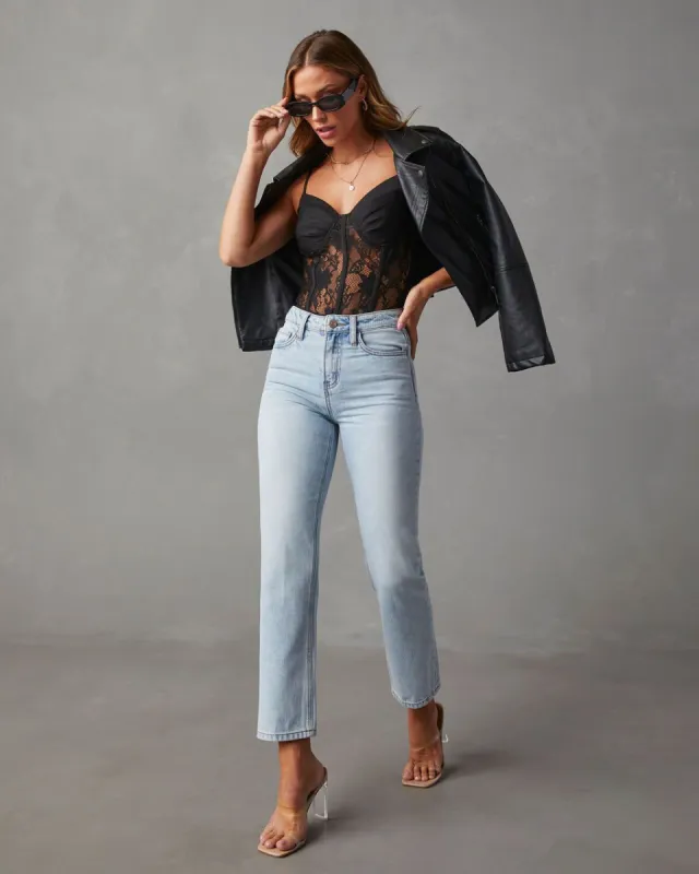 Sherman High Rise Straight Leg Jeans - Light Wash sold by Vici