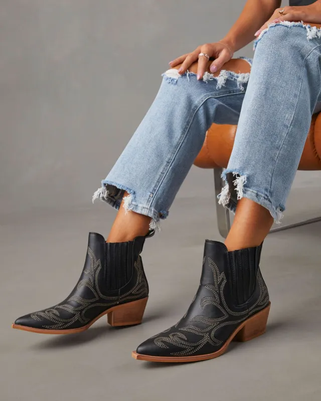 Tisa Western Ankle Booties - Black sold by Vici
