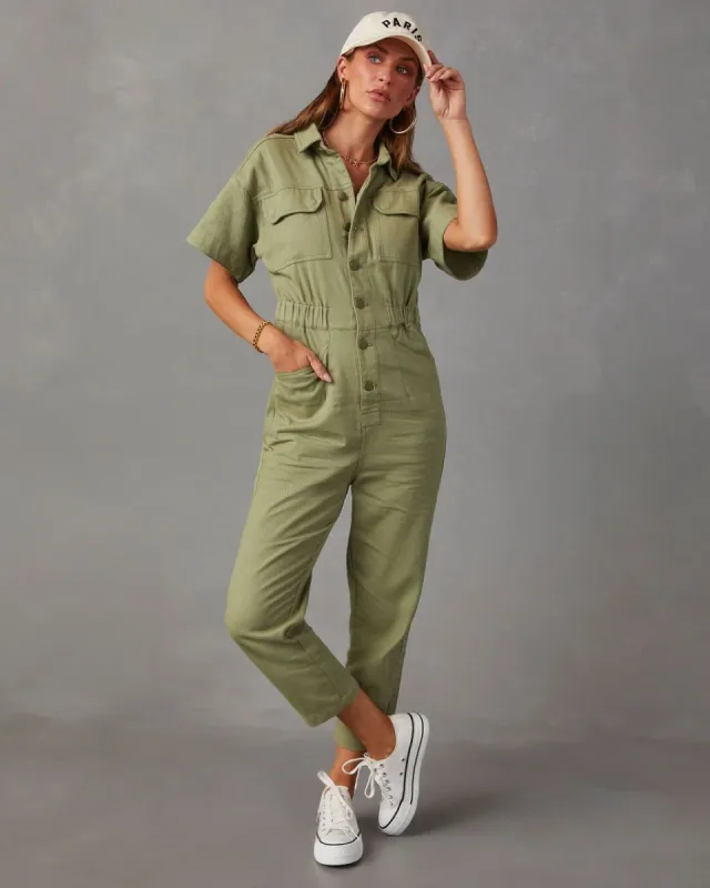 Kaysee Utility Jumpsuit - Olive - SALE made by Vici