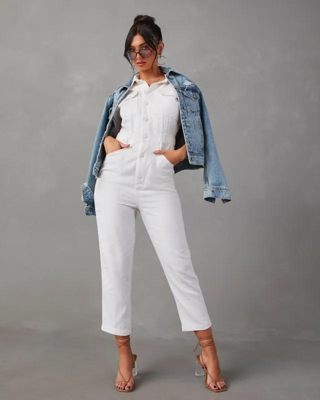 Kaysee Utility Jumpsuit - Ivory - SALE made by Vici