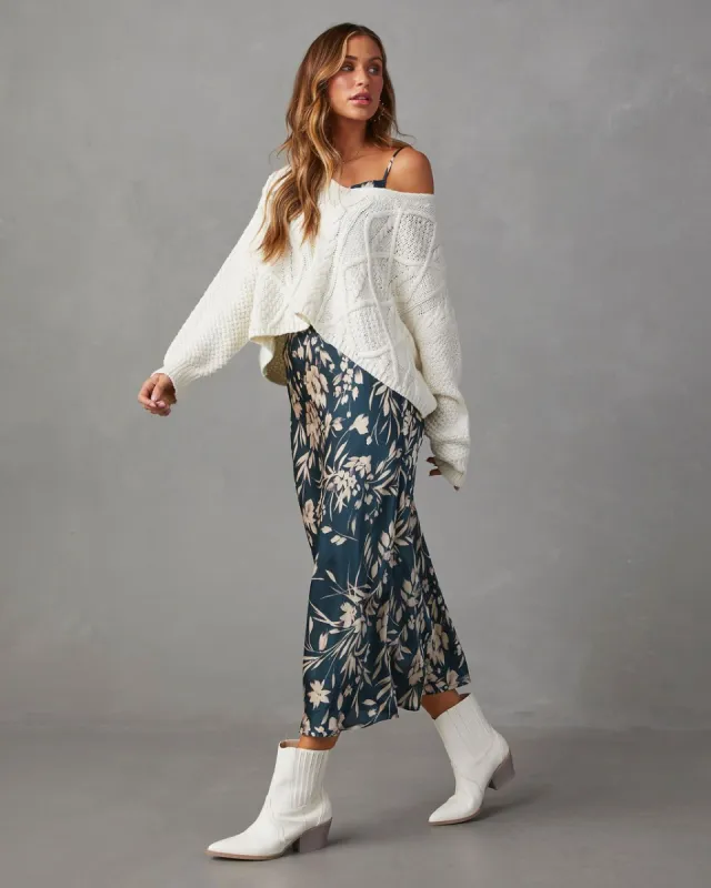 Melie Cowl Neck Satin Slip Midi Dress - Indigo sold by Vici