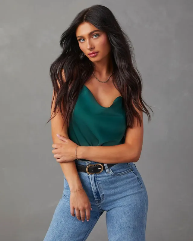 Rachel Leigh Cowl Neck Bodysuit - Hunter Green - SALE sold by Vici