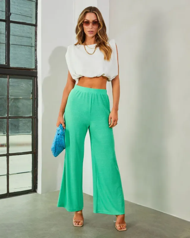 Netta Shimmer High Waist Pants - Green - FINAL SALE sold by Vici