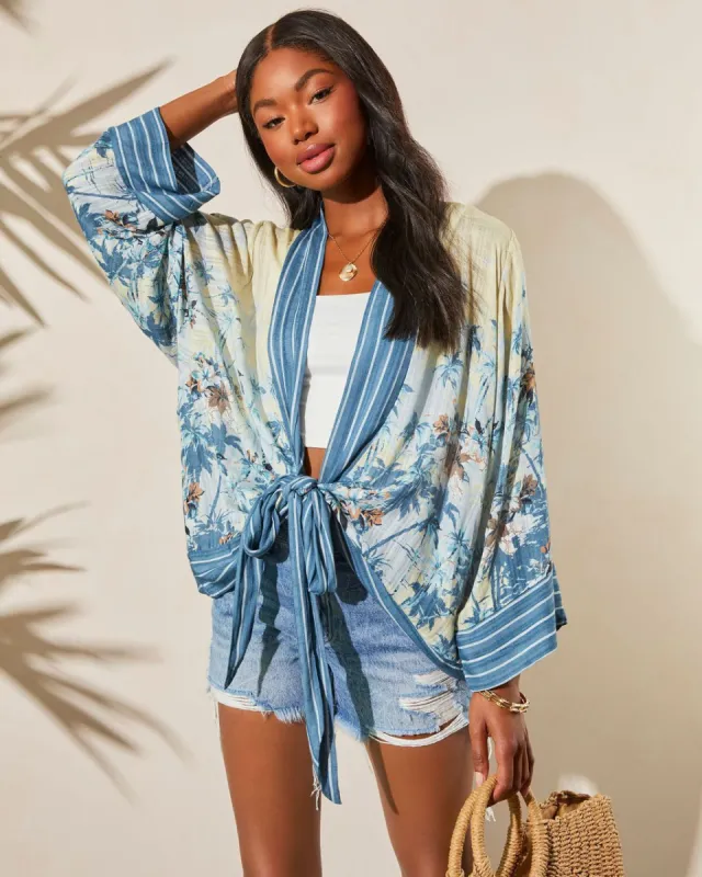 Livonia Front Tie Kimono - Blue/Multi - FINAL SALE sold by Vici