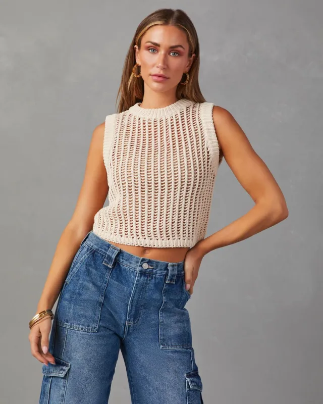 Allery Crochet Knit Sleeveless Top sold by Vici