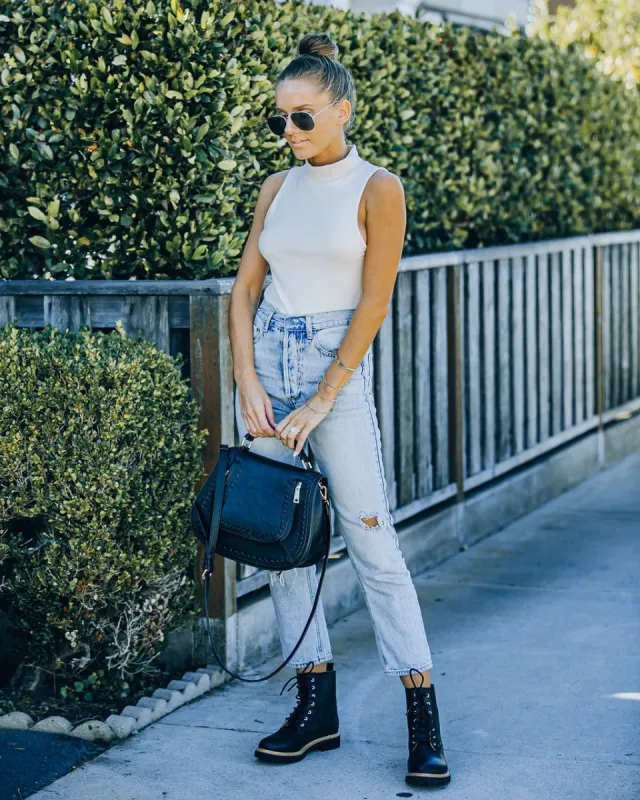 Nyra Sleeveless Mock Neck Knit Top - Ivory - FINAL SALE sold by Vici