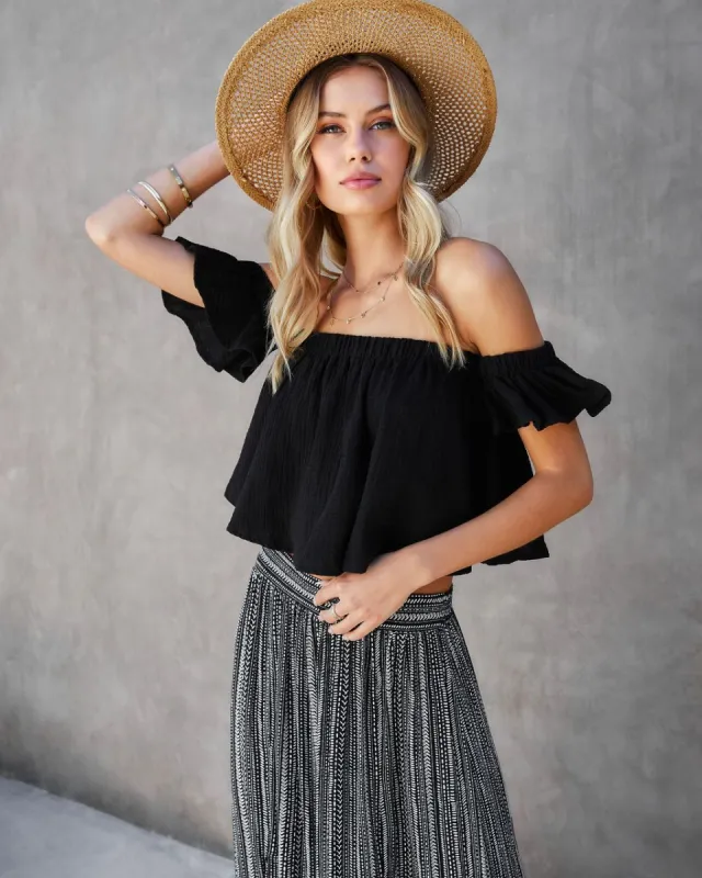 Shore Stories Cotton Off The Shoulder Crop Top sold by Vici