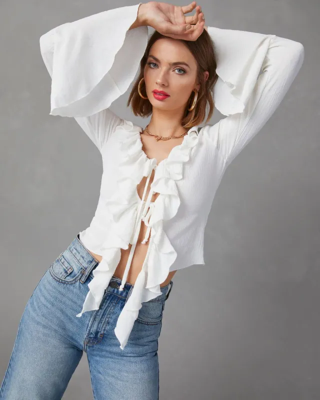 Fresh And Fancy Ruffle Long Sleeve Top sold by Vici