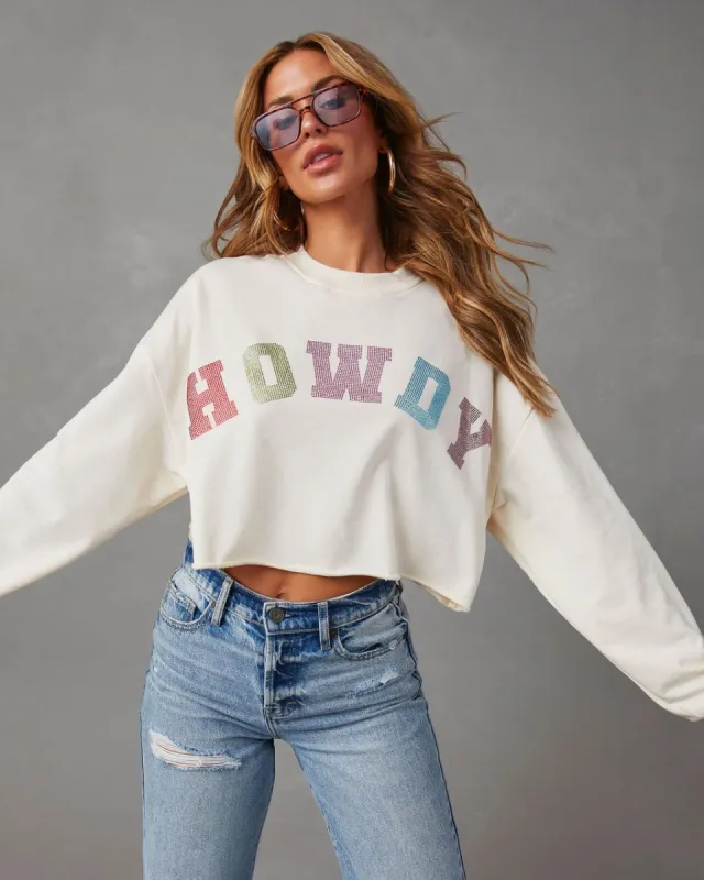 Howdy Pullover Sweatshirt - Ivory - SALE sold by Vici