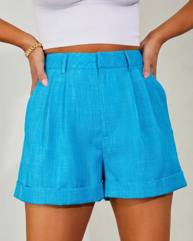 Jelena Woven Pocketed High Rise Shorts - Teal - SALE sold by Vici