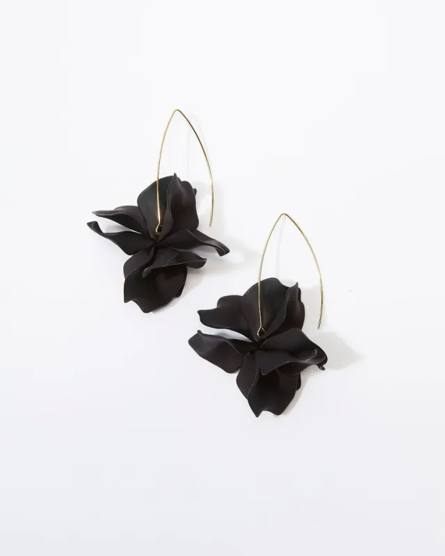 Air Bloom Floral Drop Earrings - Black - SALE sold by Vici